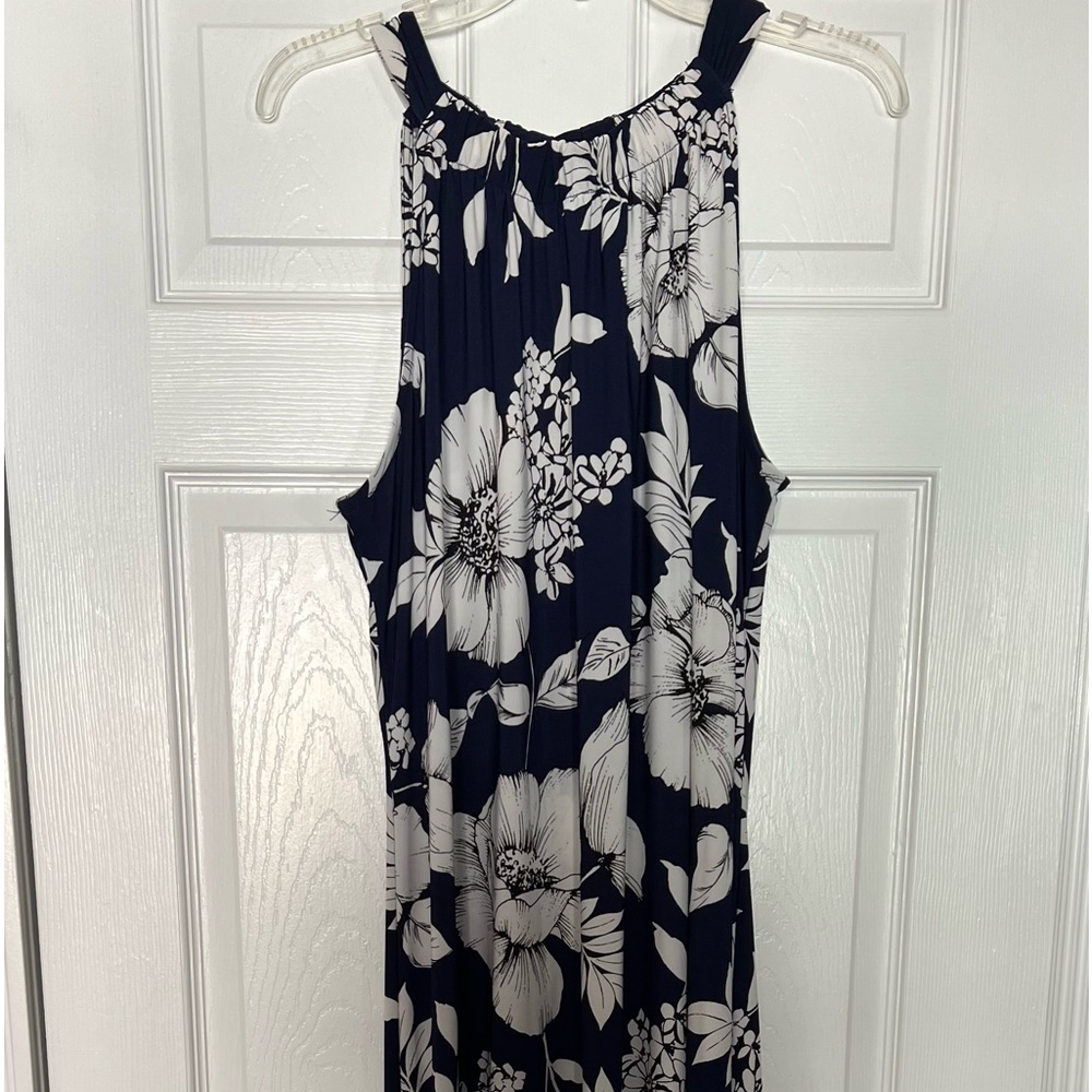 Anne Klein blue floral maxi dress size 14